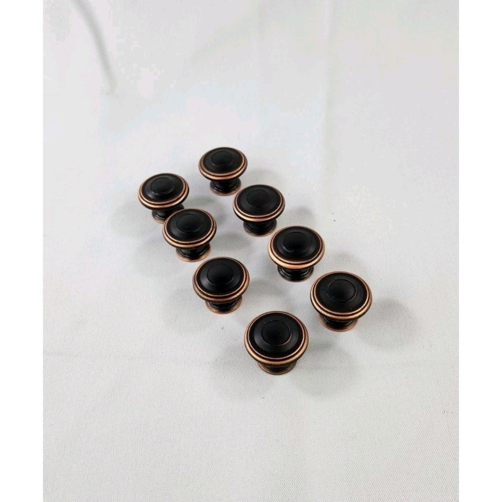 Lot of 8 Bronze Black Copper Round Metal Drawer Cabinet Dresser Desk Knob Pulls